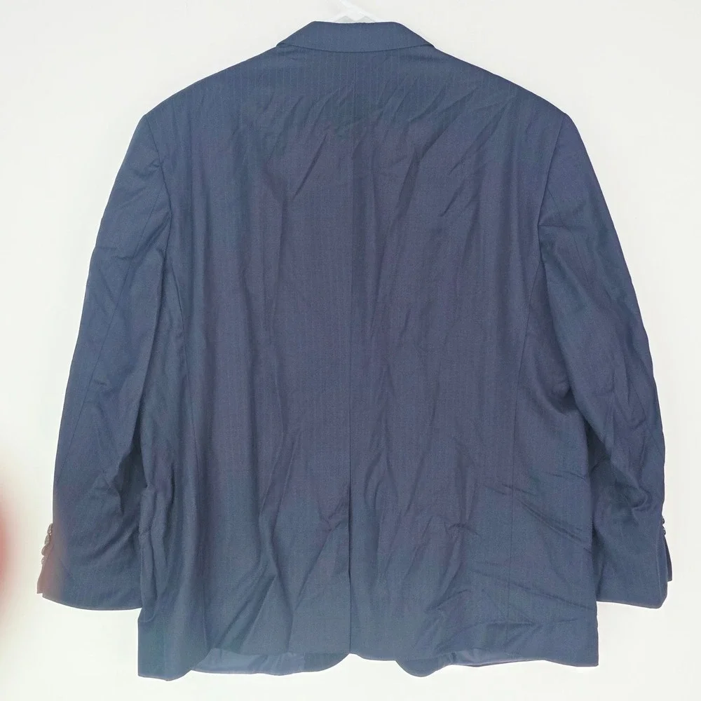 Ralph Lauren Men Navy Blue Pinstripe Wool Blazer Sport Coat 48R Fit 44R